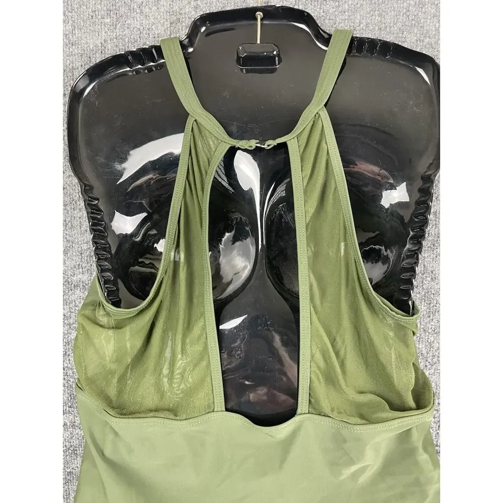 Tempt Me Women One Piece Swimsuit Olive Green High‎ Waist XL